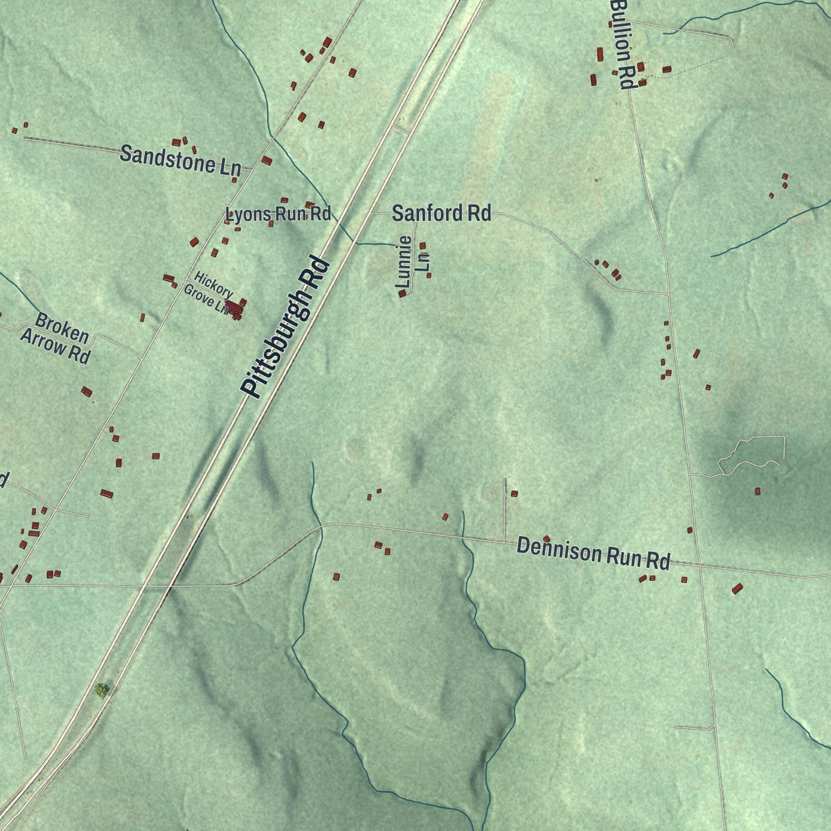 Close-up of the map of Victory, Pennsylvania print showing street and building detail