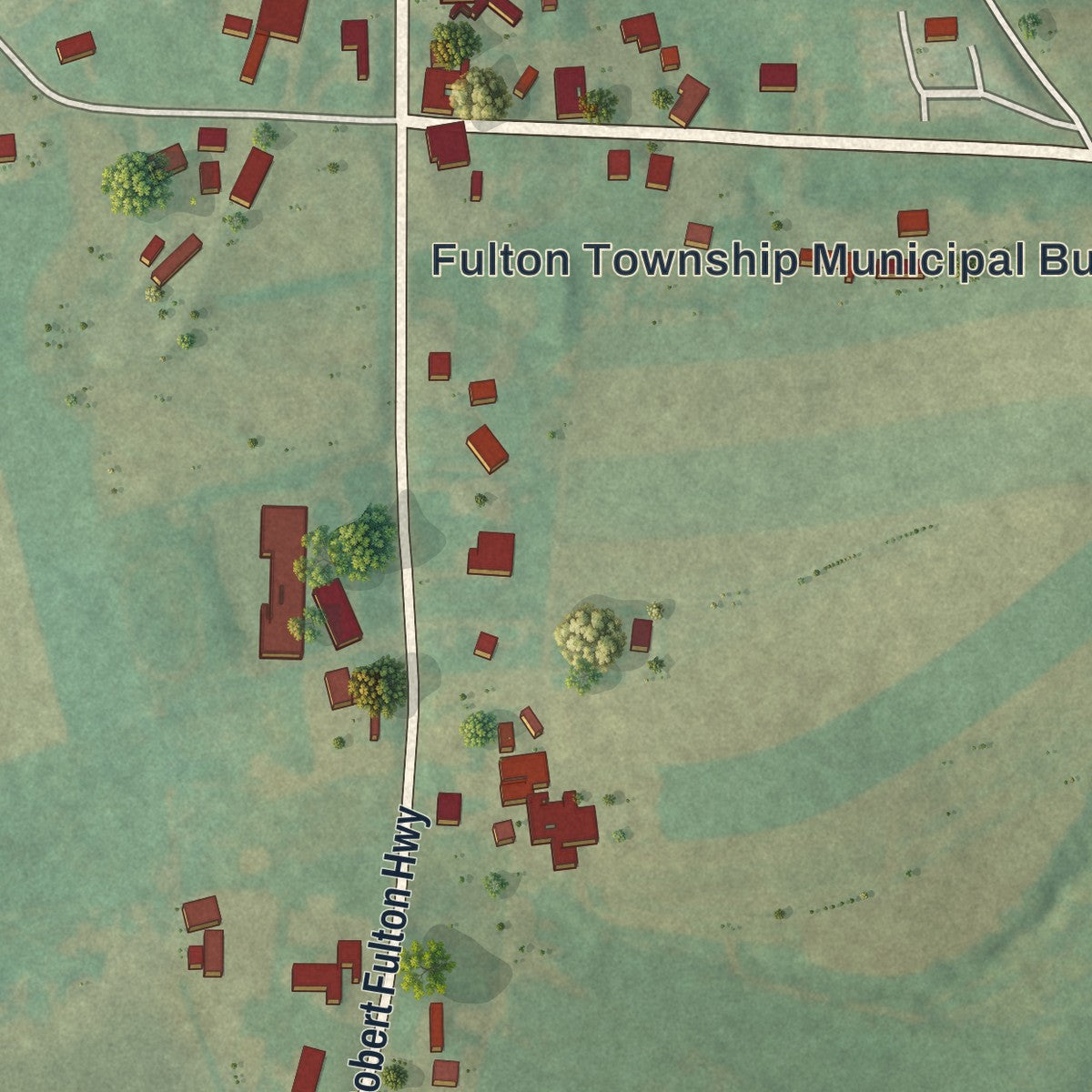 Close-up of the map of Wakefield, Pennsylvania print showing street and building detail