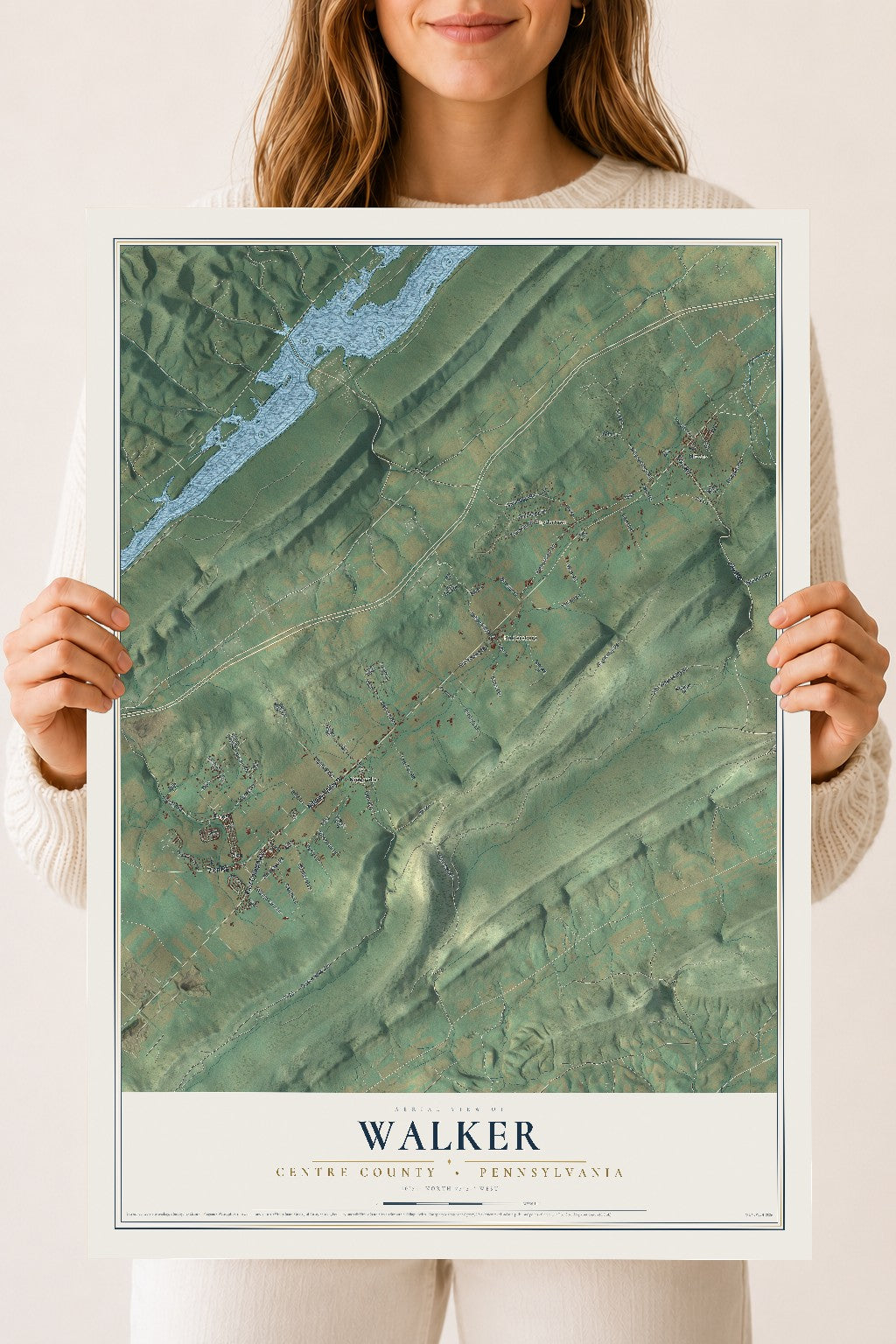 Map of Walker, Centre County, Pennsylvania, 18 x 24 inch unframed archival matte print