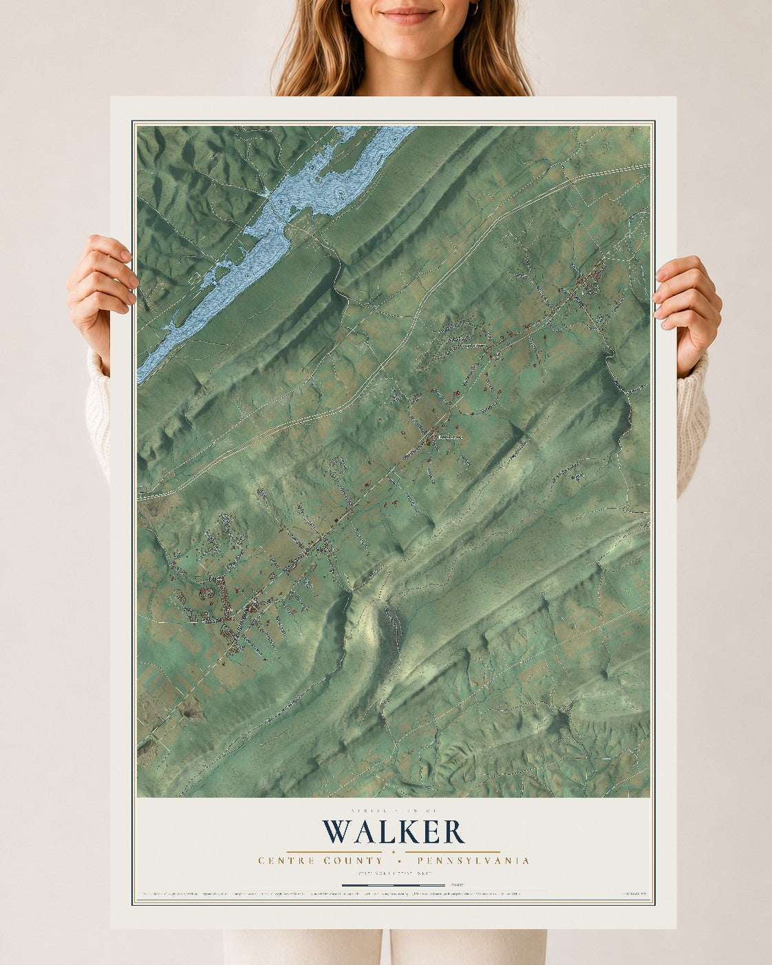 Map of Walker, Centre County, Pennsylvania, 24 x 36 inch unframed archival matte print