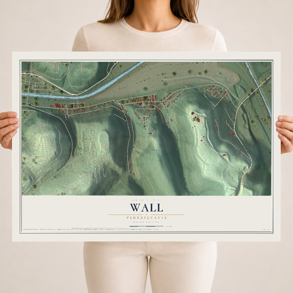 Map of Wall, Pennsylvania, 18 x 24 inch unframed archival matte print