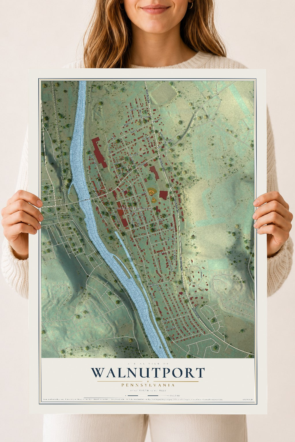 Map of Walnutport, Pennsylvania, 18 x 24 inch unframed archival matte print