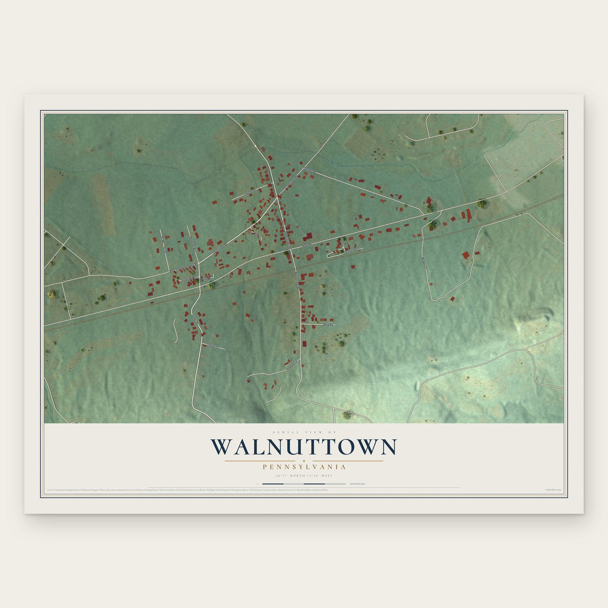 Walnuttown, Pennsylvania map print, the full design