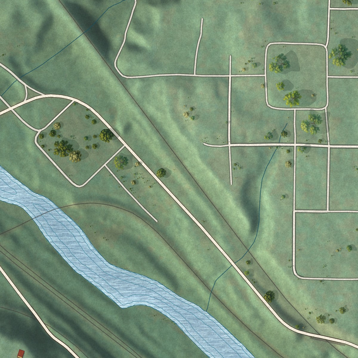Second close-up of the map of Wampum, Pennsylvania print showing more streets and buildings