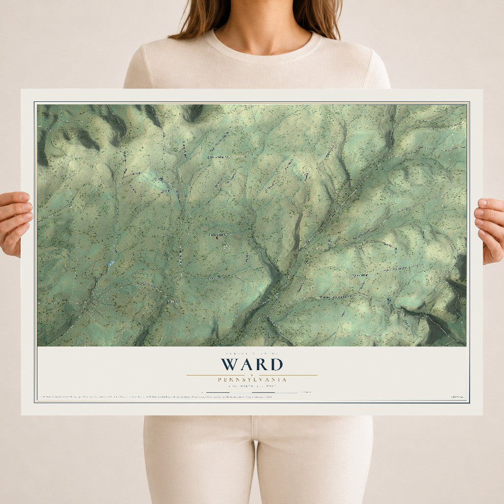 Map of Ward, Pennsylvania, 18 x 24 inch unframed archival matte print