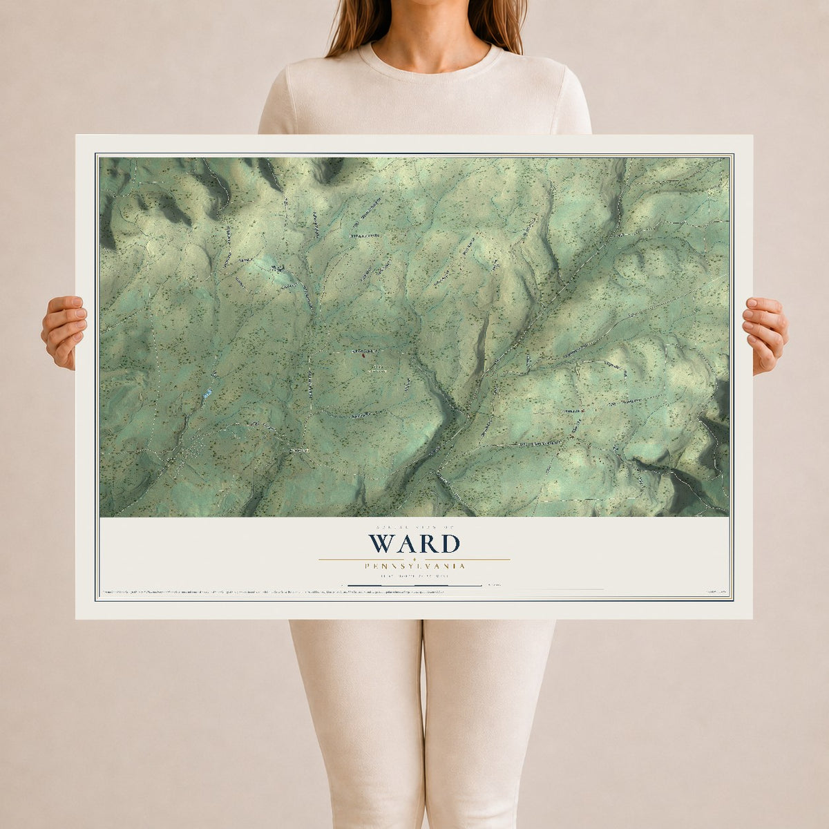 Map of Ward, Pennsylvania, 24 x 36 inch unframed archival matte print