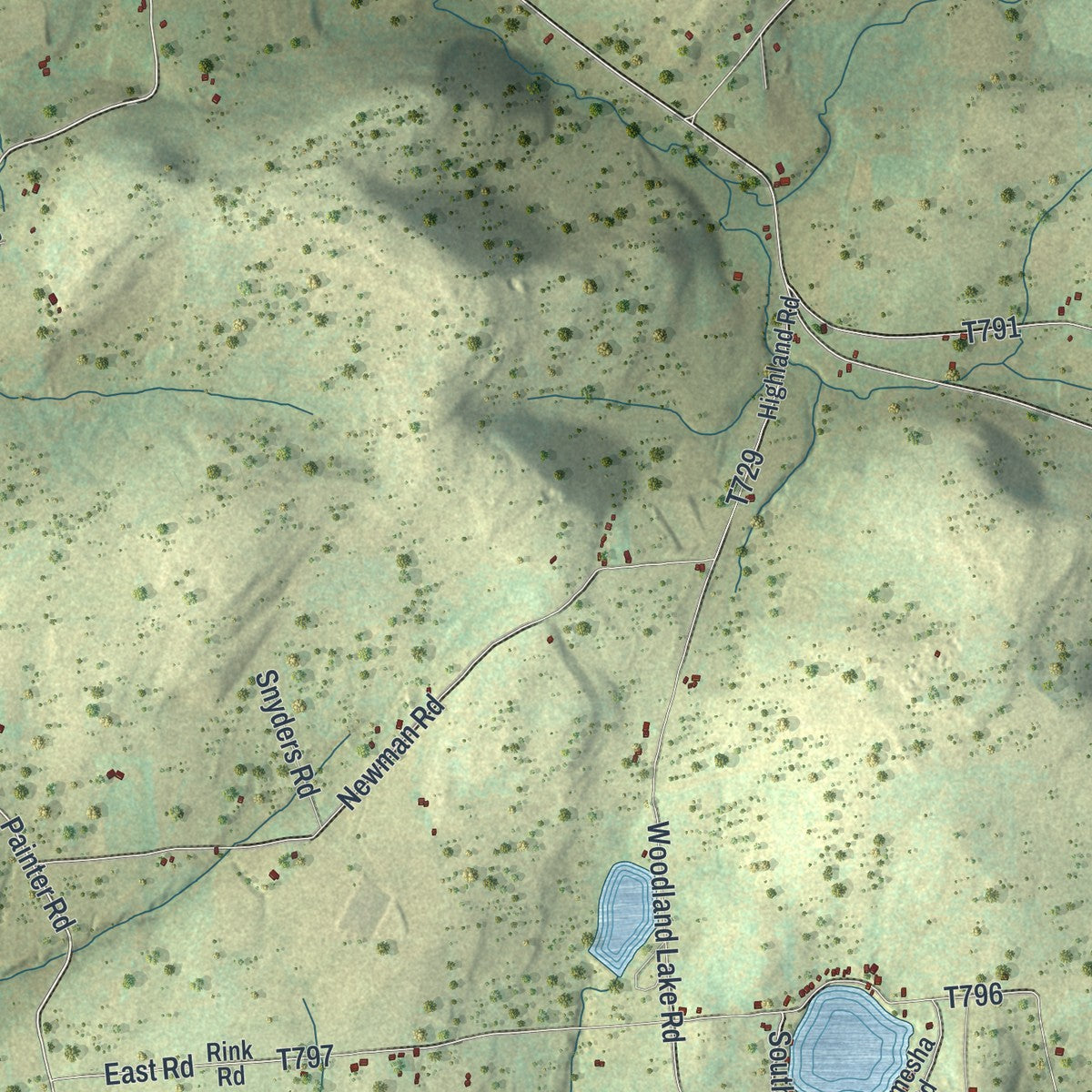 Close-up of the map of Warren, Bradford County, Pennsylvania print showing street and building detail