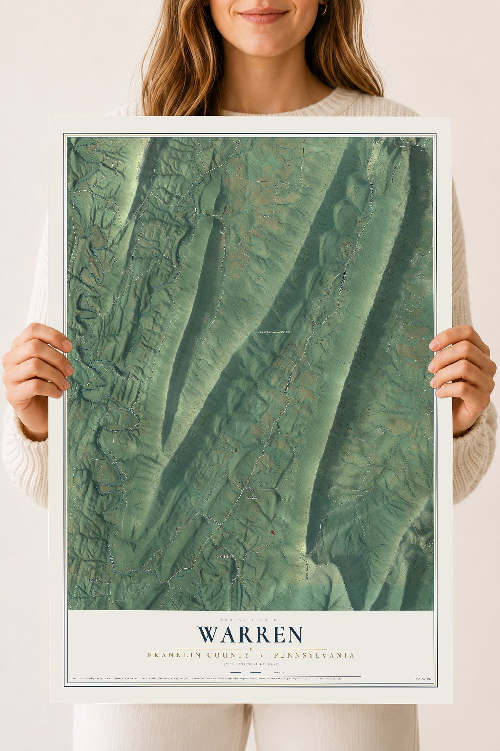 Map of Warren, Franklin County, Pennsylvania, 18 x 24 inch unframed archival matte print