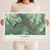 Map of Warren, Warren County, Pennsylvania, 12 x 18 inch unframed archival matte print