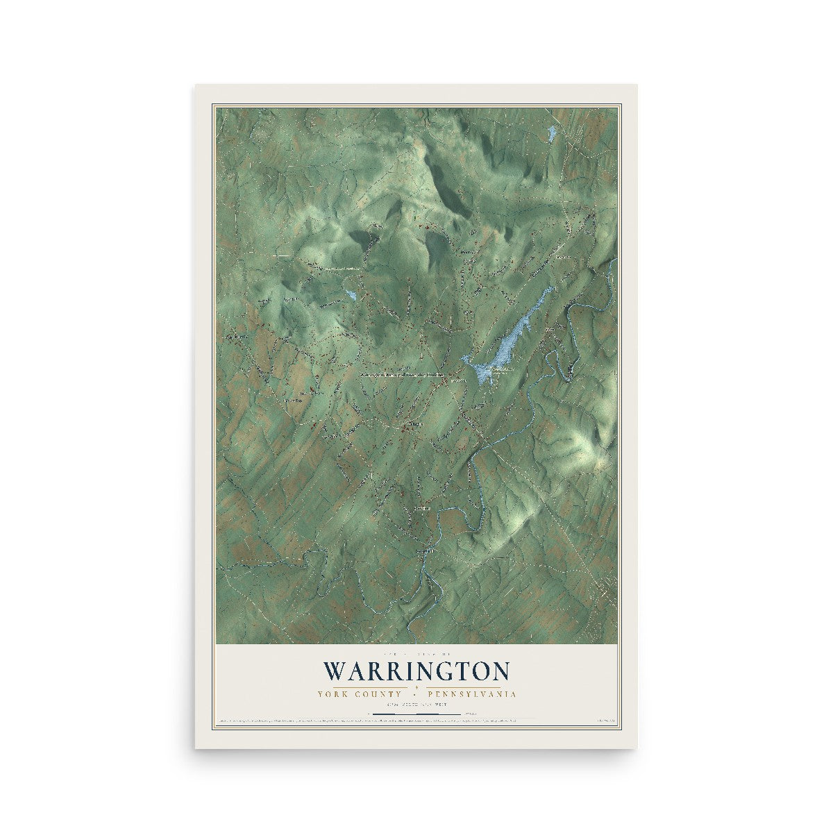Map of Warrington, York County, Pennsylvania, 12 x 18 inch unframed archival matte print