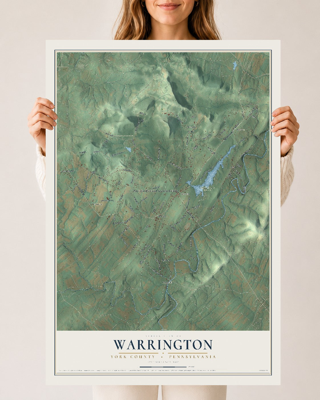 Map of Warrington, York County, Pennsylvania, 24 x 36 inch unframed archival matte print