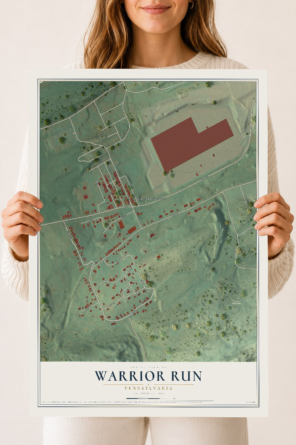 Map of Warrior Run, Pennsylvania, 18 x 24 inch unframed archival matte print