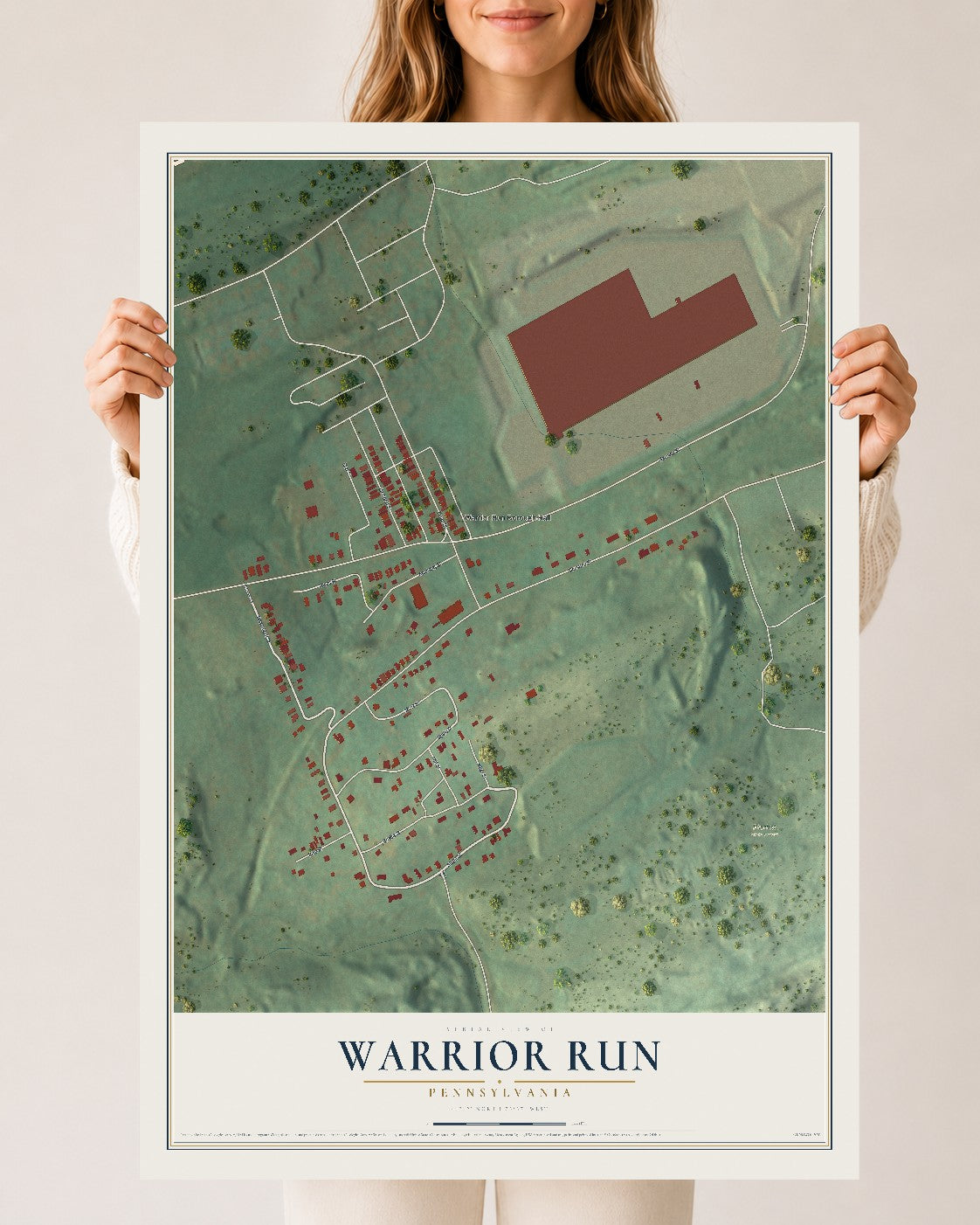 Map of Warrior Run, Pennsylvania, 24 x 36 inch unframed archival matte print