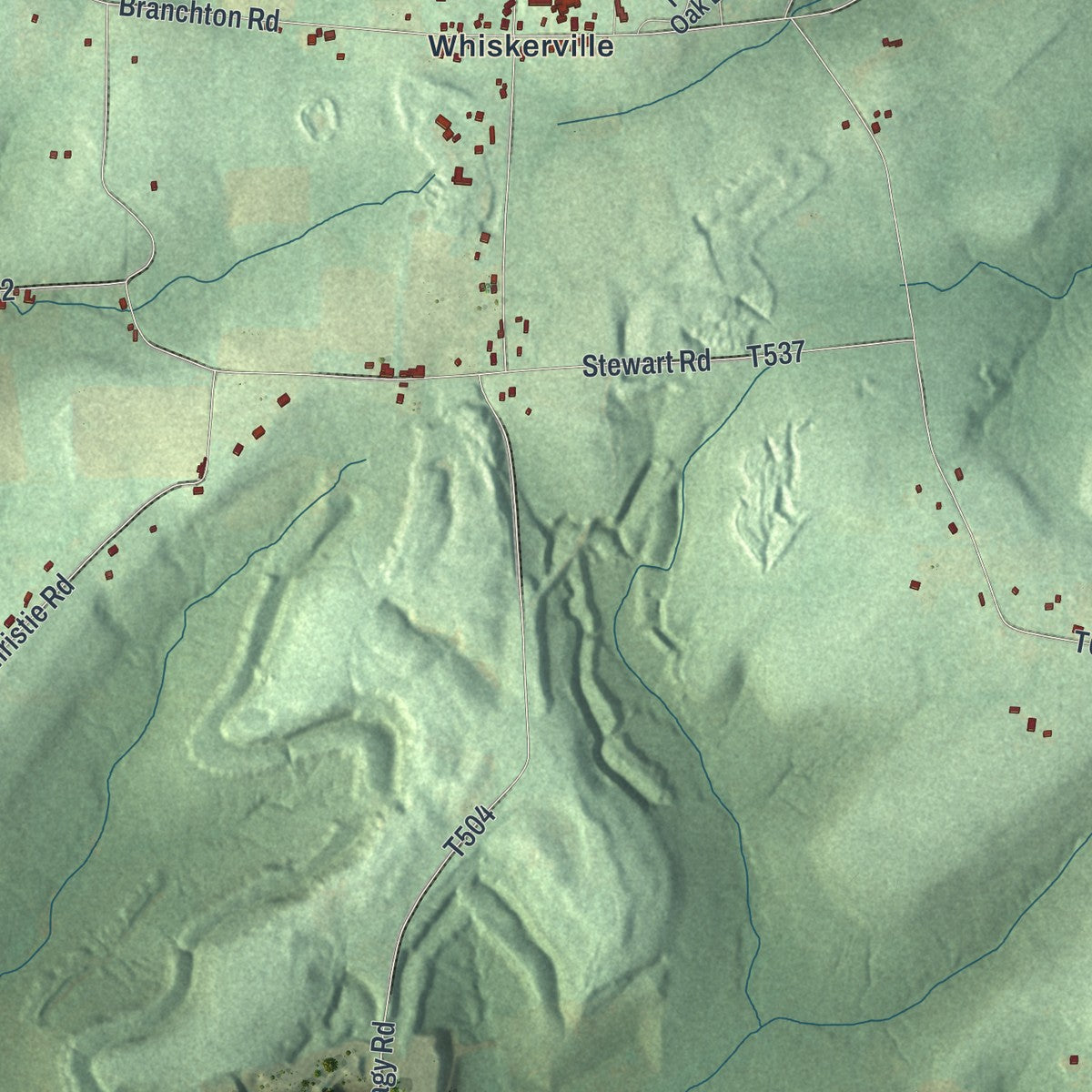 Second close-up of the map of Washington, Butler County, Pennsylvania print showing more streets and buildings