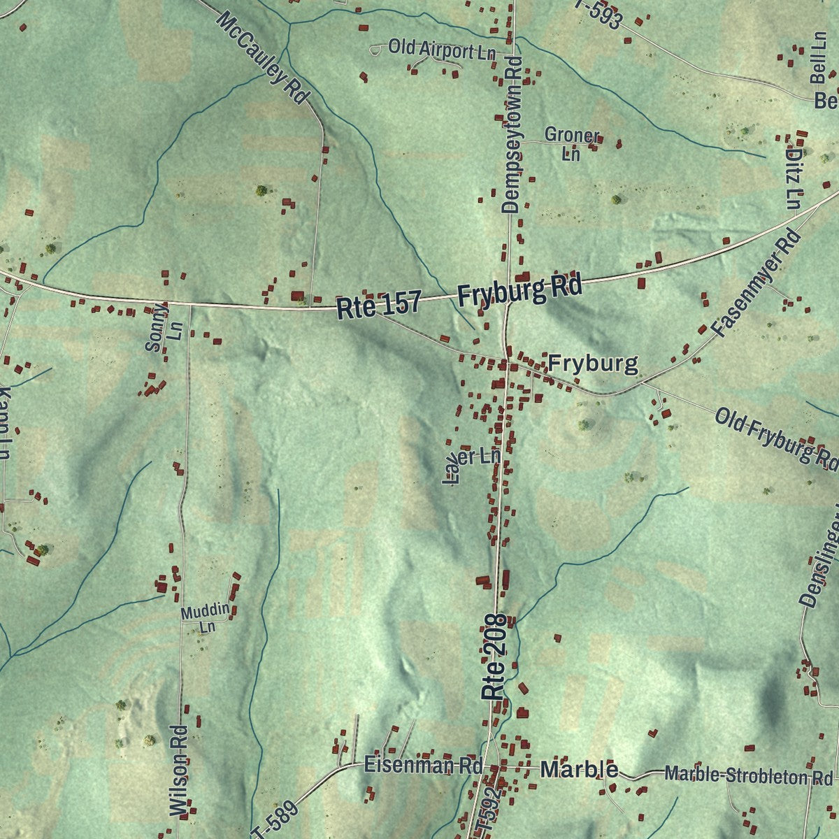 Close-up of the map of Washington, Clarion County, Pennsylvania print showing street and building detail