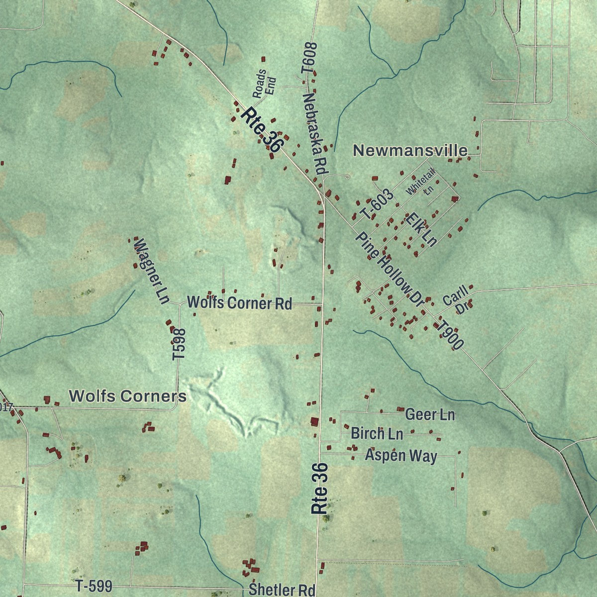 Second close-up of the map of Washington, Clarion County, Pennsylvania print showing more streets and buildings