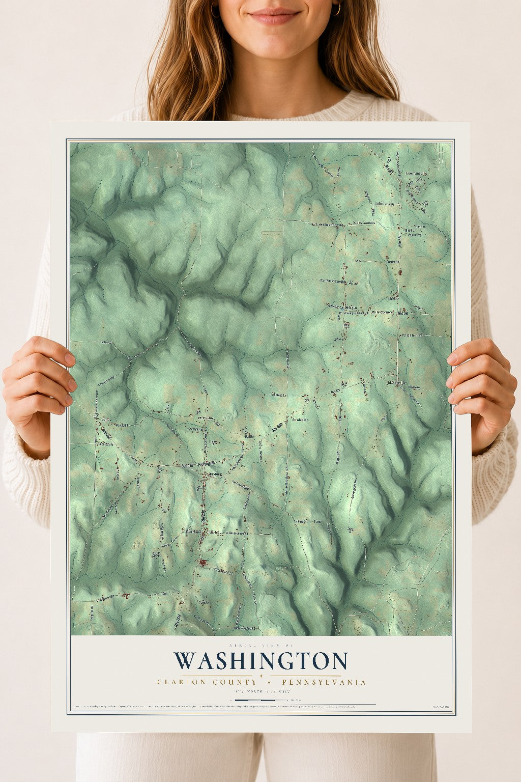 Map of Washington, Clarion County, Pennsylvania, 18 x 24 inch unframed archival matte print