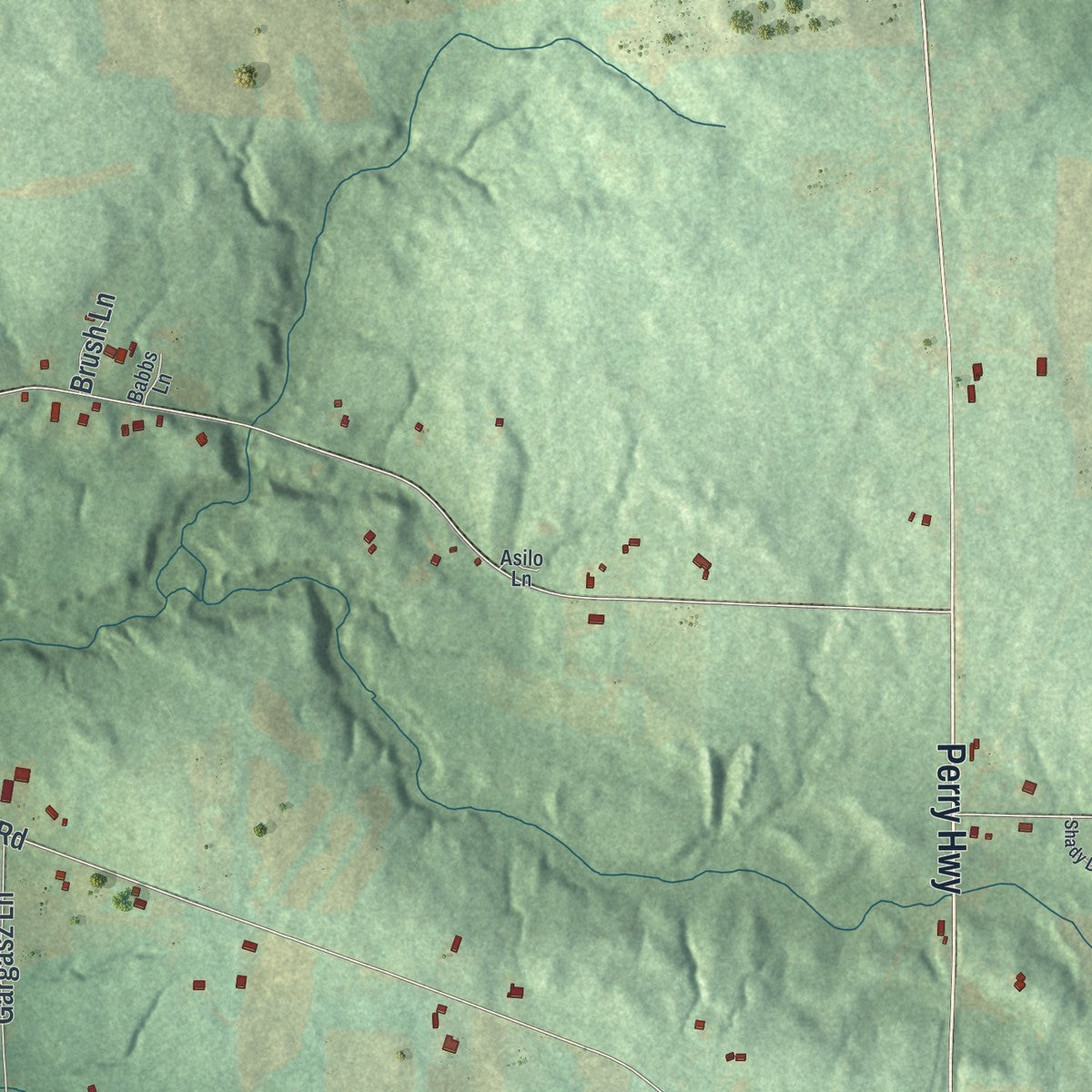 Second close-up of the map of Washington, Lawrence County, Pennsylvania print showing more streets and buildings