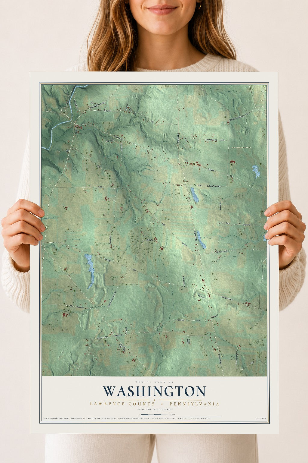 Map of Washington, Lawrence County, Pennsylvania, 18 x 24 inch unframed archival matte print