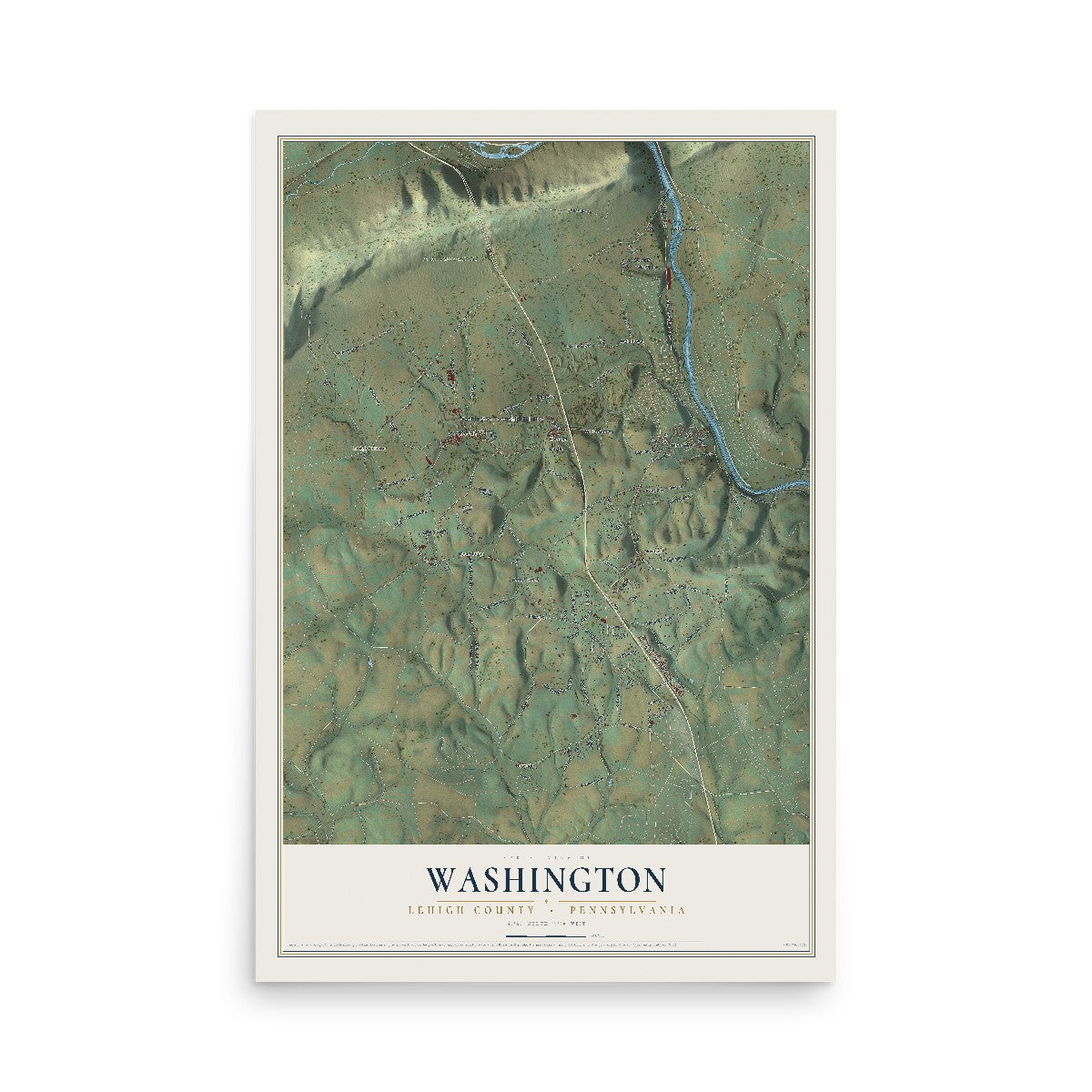 Map of Washington, Lehigh County, Pennsylvania, 12 x 18 inch unframed archival matte print