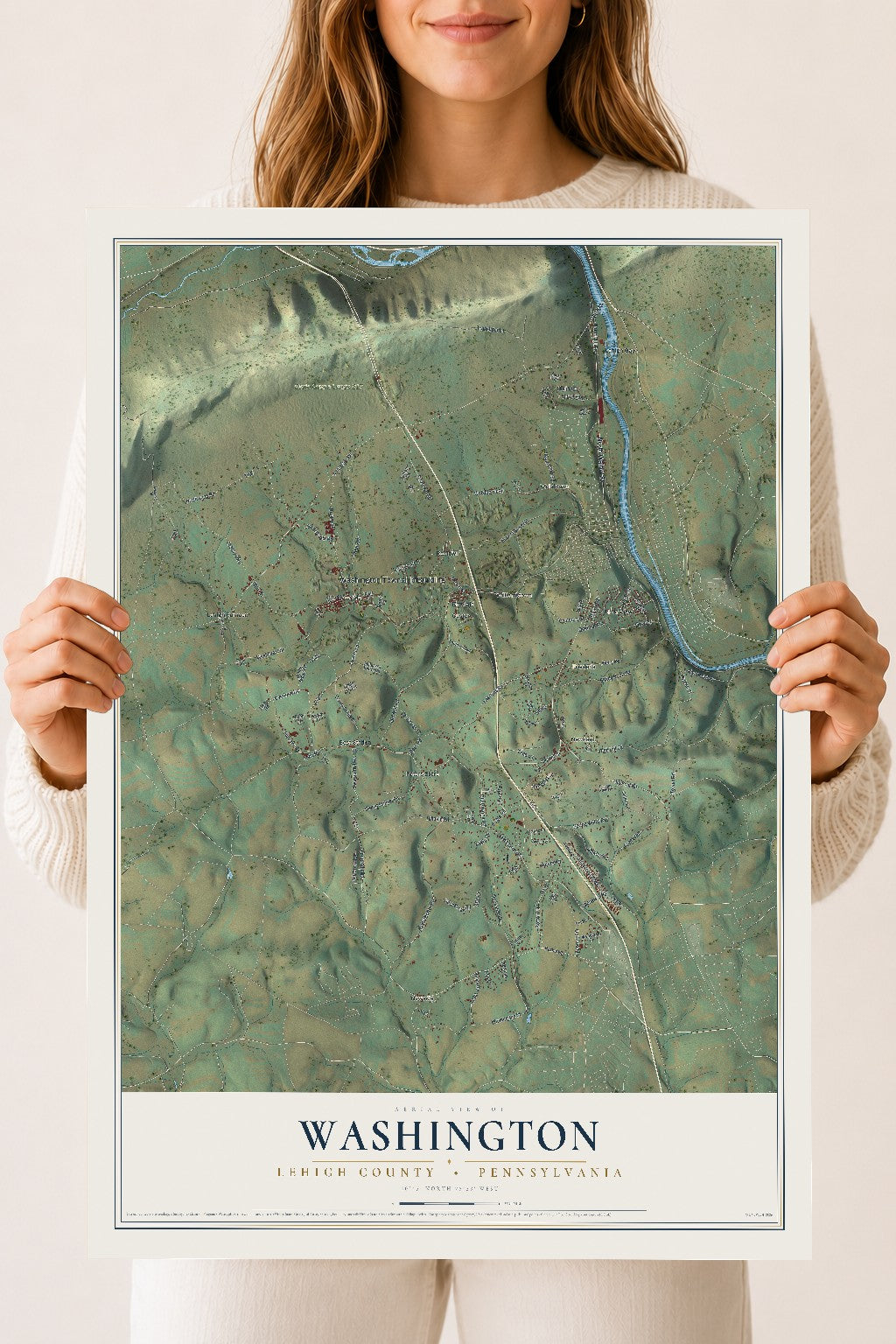 Map of Washington, Lehigh County, Pennsylvania, 18 x 24 inch unframed archival matte print