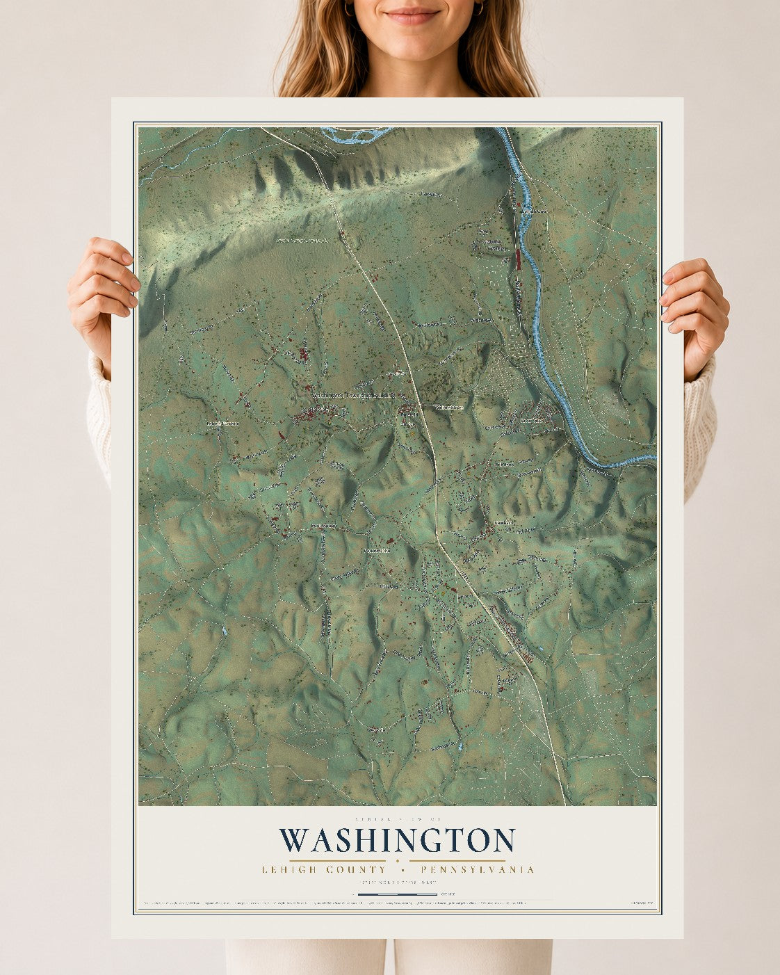 Map of Washington, Lehigh County, Pennsylvania, 24 x 36 inch unframed archival matte print