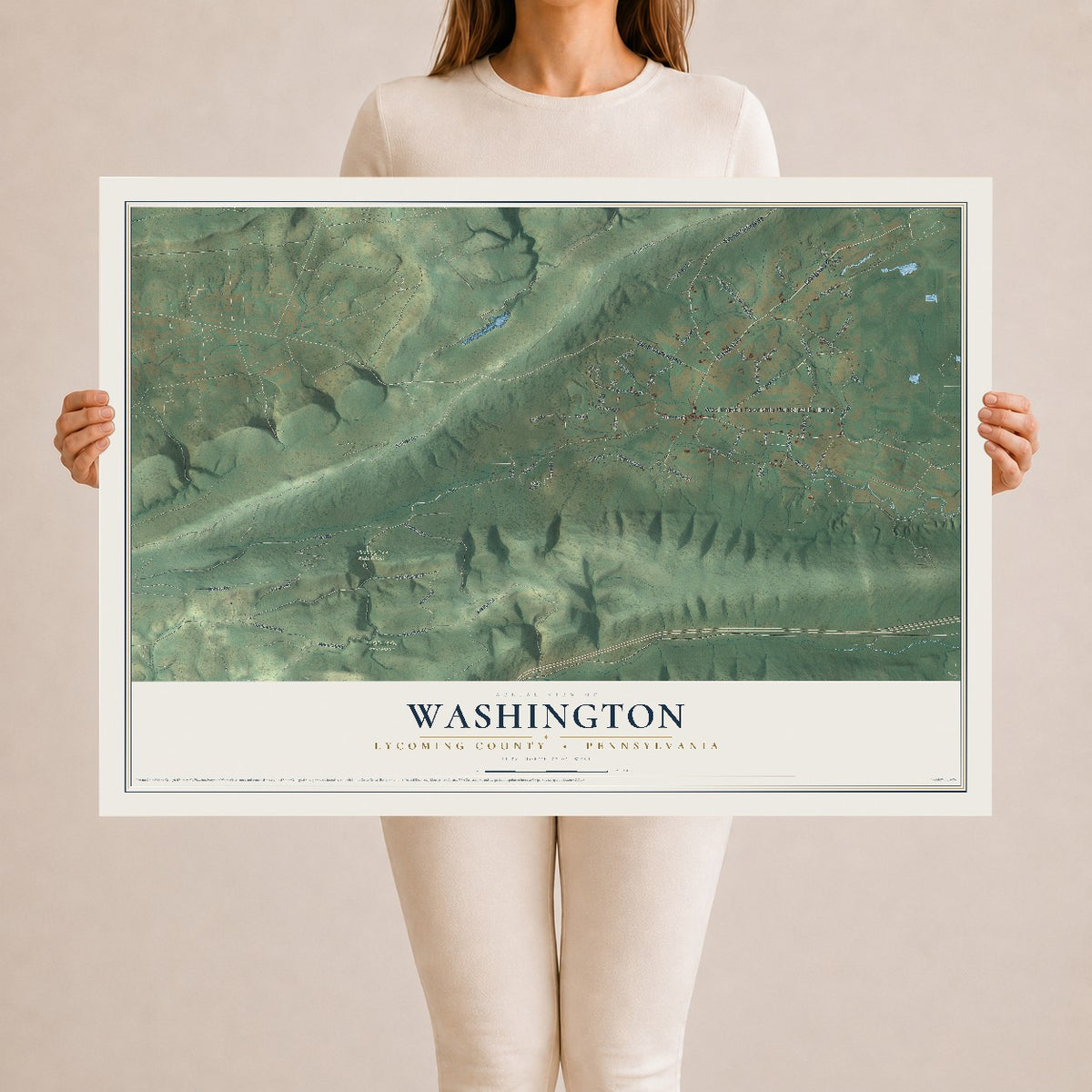 Map of Washington, Lycoming County, Pennsylvania, 24 x 36 inch unframed archival matte print
