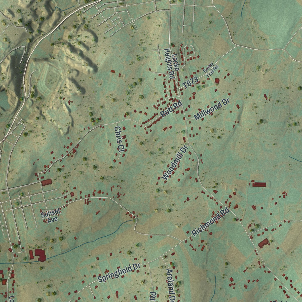 Second close-up of the map of Washington, Northampton County, Pennsylvania print showing more streets and buildings