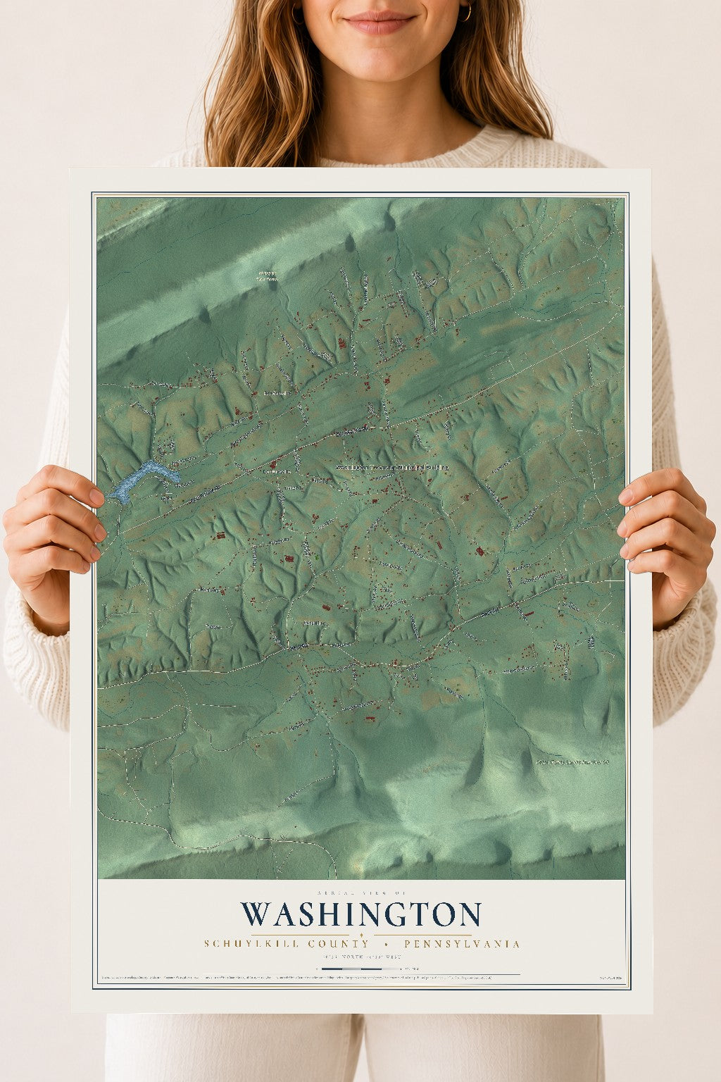 Map of Washington, Schuylkill County, Pennsylvania, 18 x 24 inch unframed archival matte print