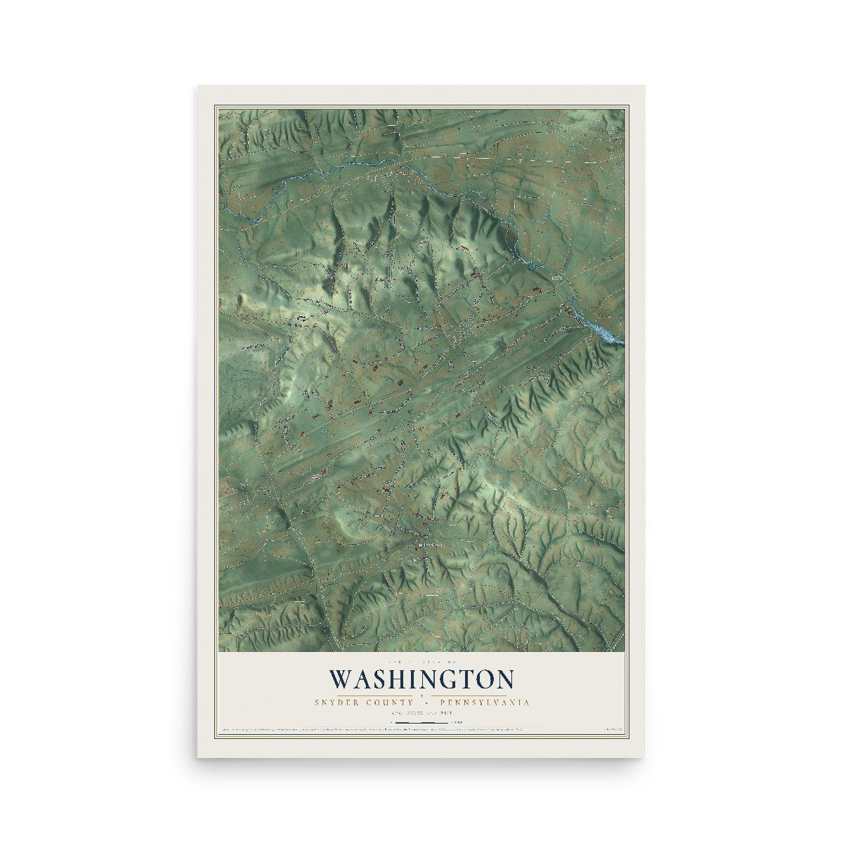 Map of Washington, Snyder County, Pennsylvania, 12 x 18 inch unframed archival matte print