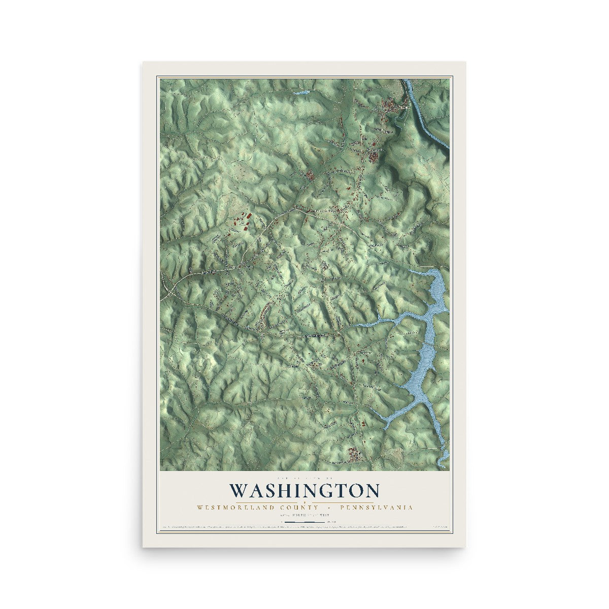Map of Washington, Westmoreland County, Pennsylvania, 12 x 18 inch unframed archival matte print