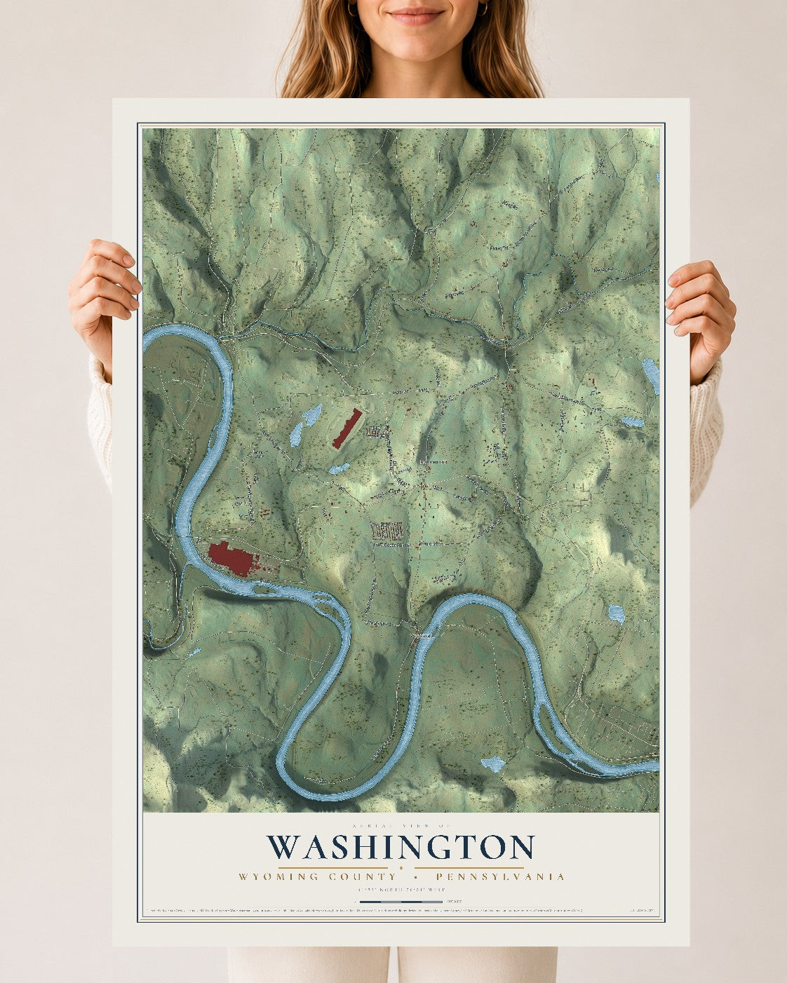 Map of Washington, Wyoming County, Pennsylvania, 24 x 36 inch unframed archival matte print