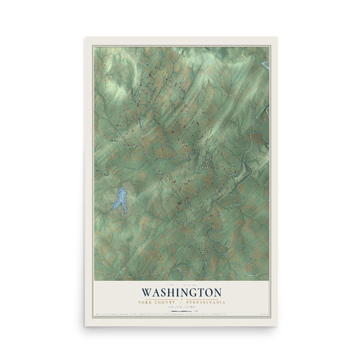 Map of Washington, York County, Pennsylvania, 12 x 18 inch unframed archival matte print