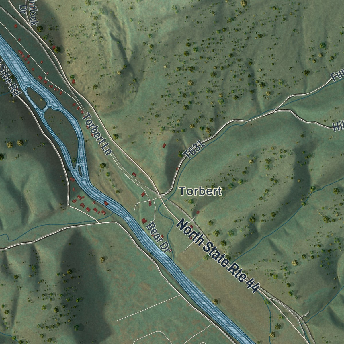Close-up of the map of Watson, Lycoming County, Pennsylvania print showing street and building detail