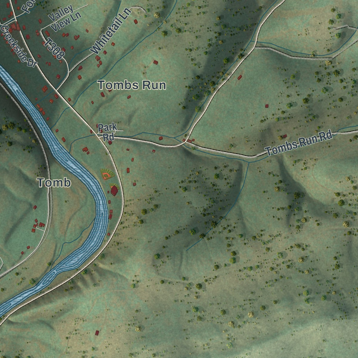 Second close-up of the map of Watson, Lycoming County, Pennsylvania print showing more streets and buildings