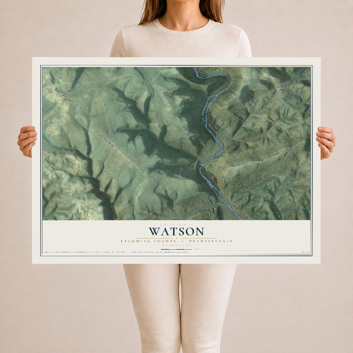 Map of Watson, Lycoming County, Pennsylvania, 24 x 36 inch unframed archival matte print