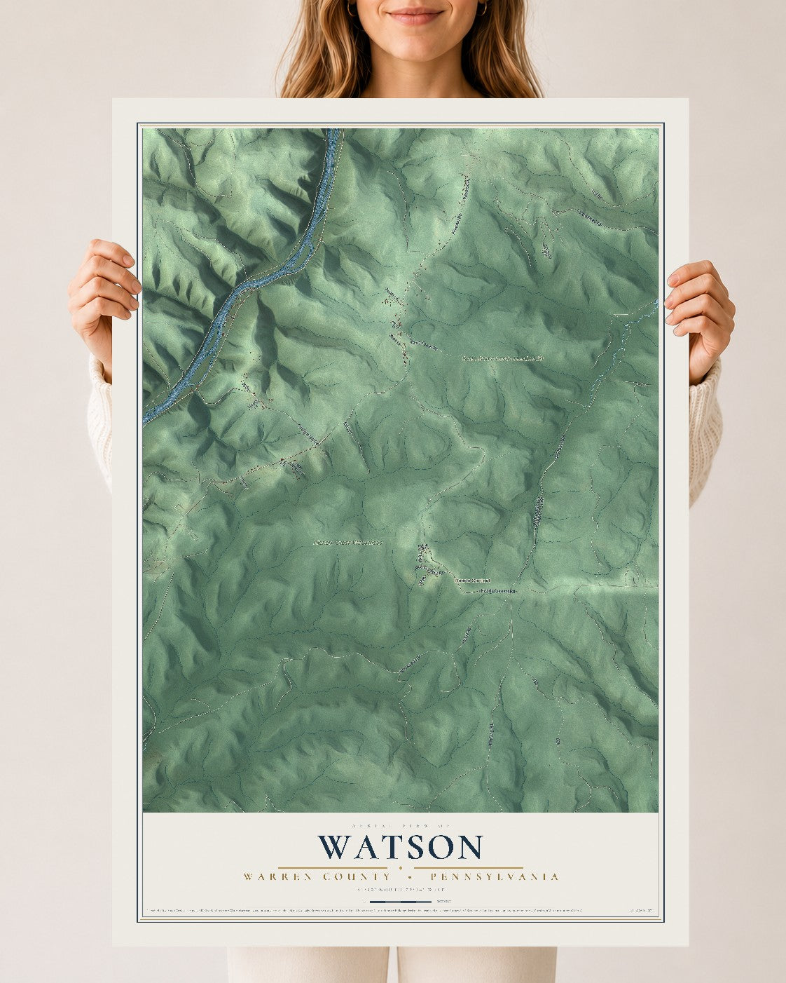 Map of Watson, Warren County, Pennsylvania, 24 x 36 inch unframed archival matte print