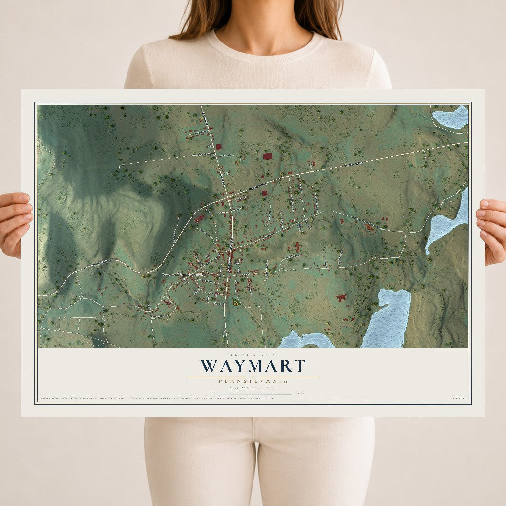 Map of Waymart, Pennsylvania, 18 x 24 inch unframed archival matte print