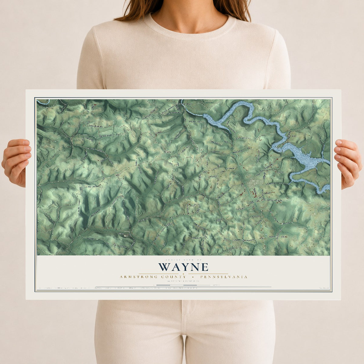 Map of Wayne, Armstrong County, Pennsylvania, 12 x 18 inch unframed archival matte print
