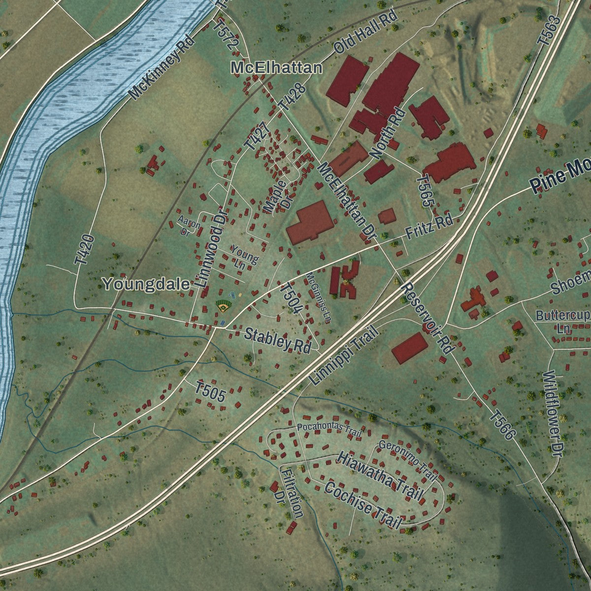 Close-up of the map of Wayne, Clinton County, Pennsylvania print showing street and building detail
