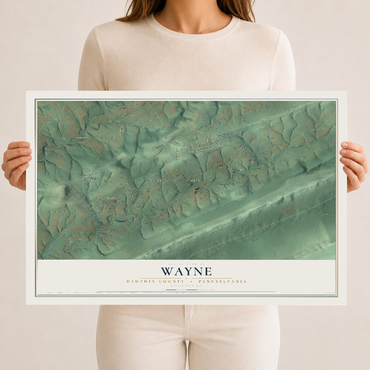 Map of Wayne, Dauphin County, Pennsylvania, 12 x 18 inch unframed archival matte print