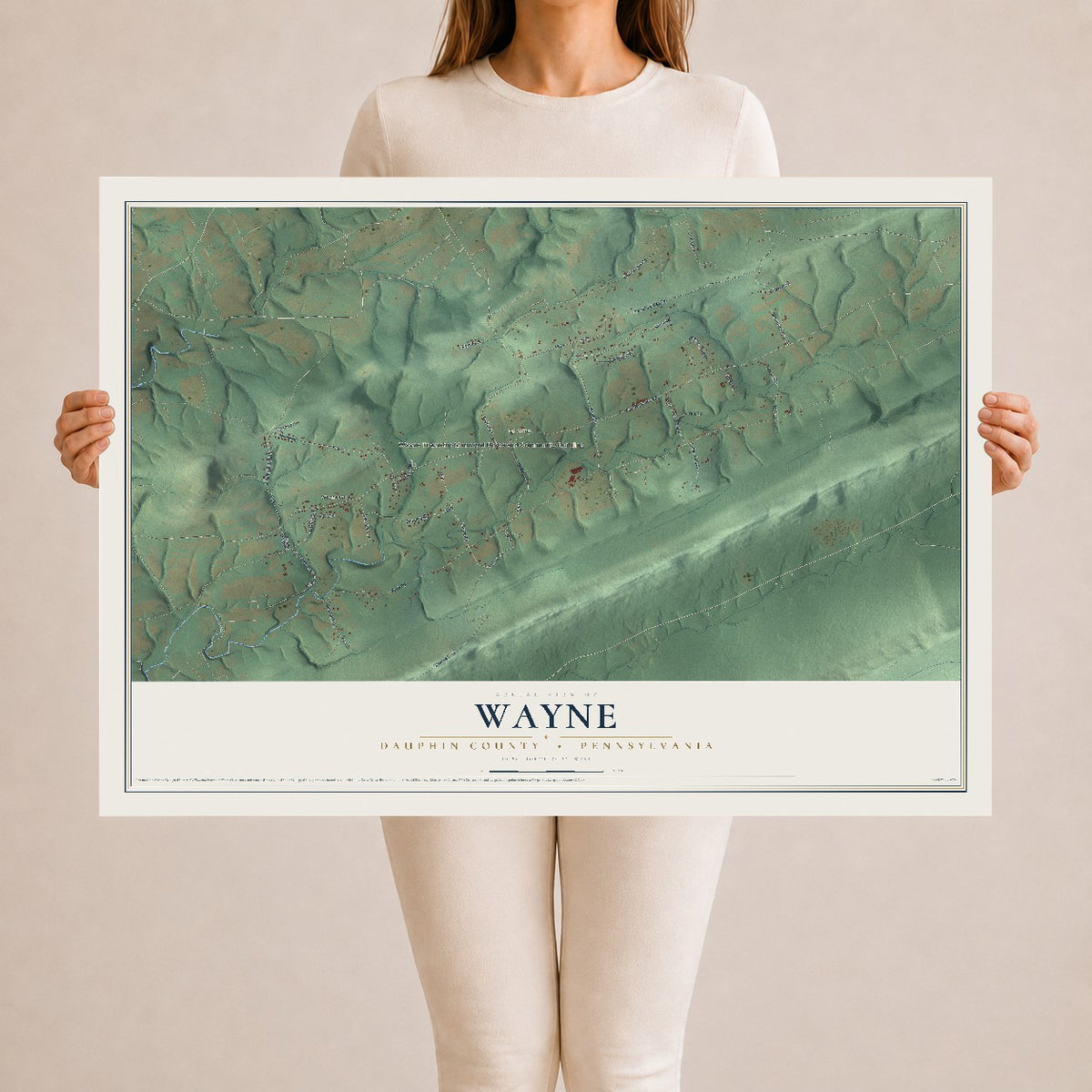 Map of Wayne, Dauphin County, Pennsylvania, 24 x 36 inch unframed archival matte print