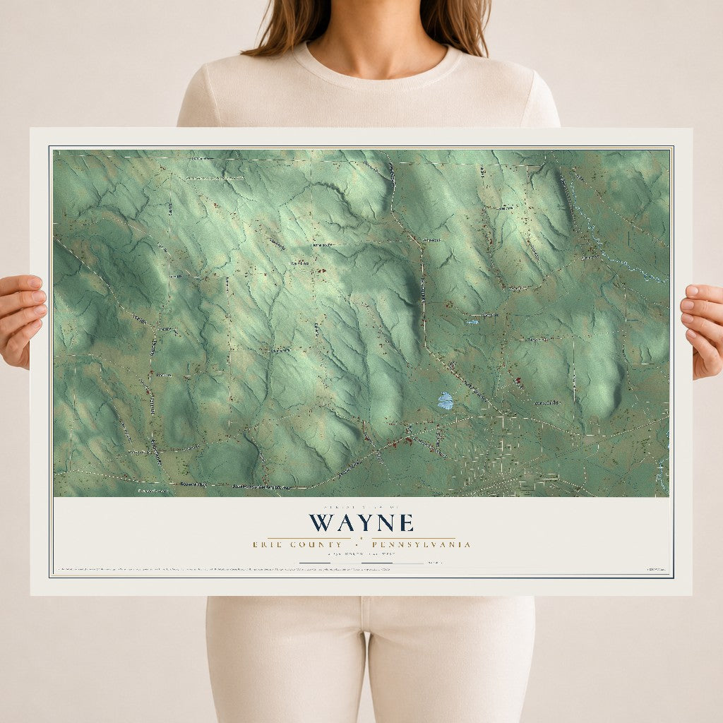 Map of Wayne, Erie County, Pennsylvania, 18 x 24 inch unframed archival matte print