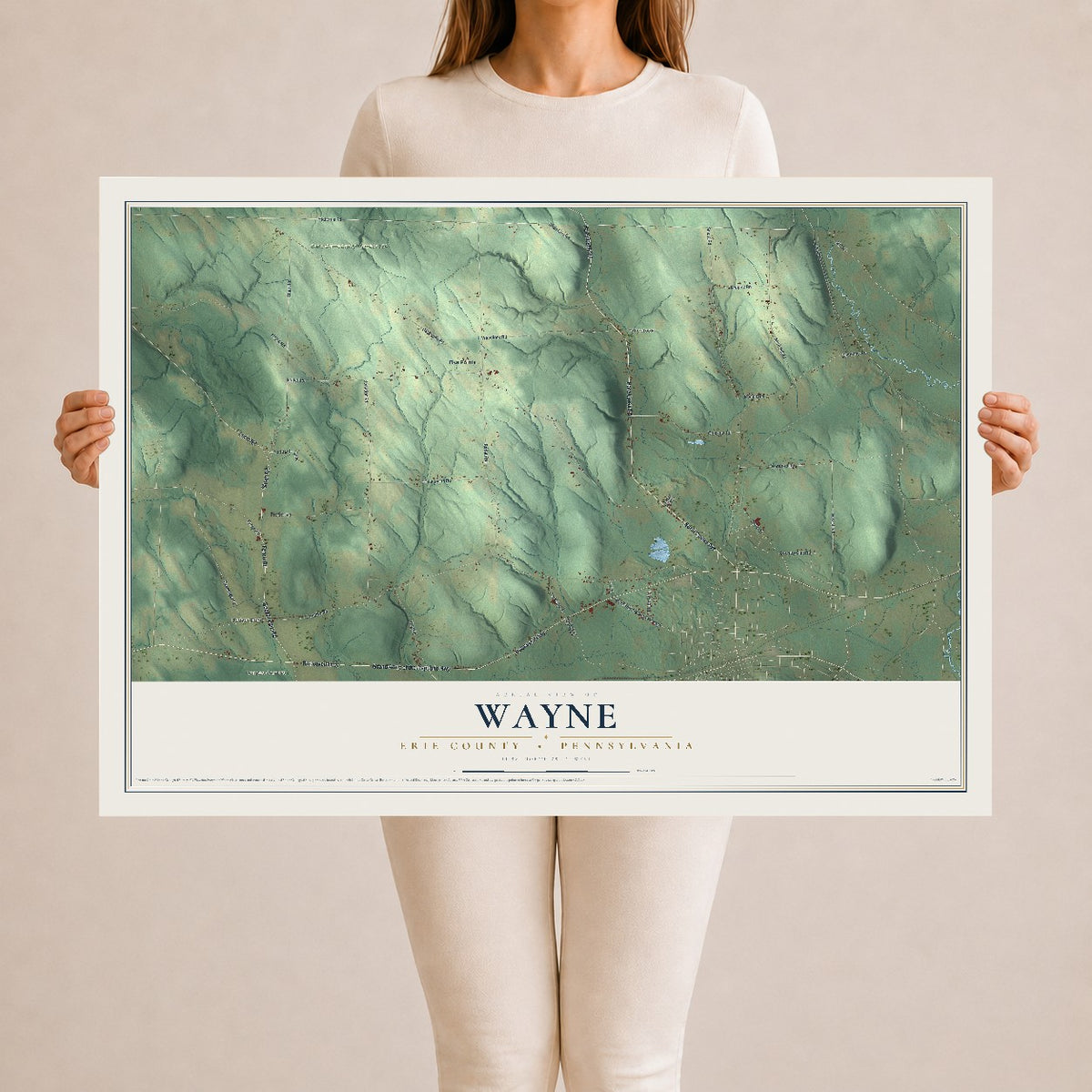 Map of Wayne, Erie County, Pennsylvania, 24 x 36 inch unframed archival matte print