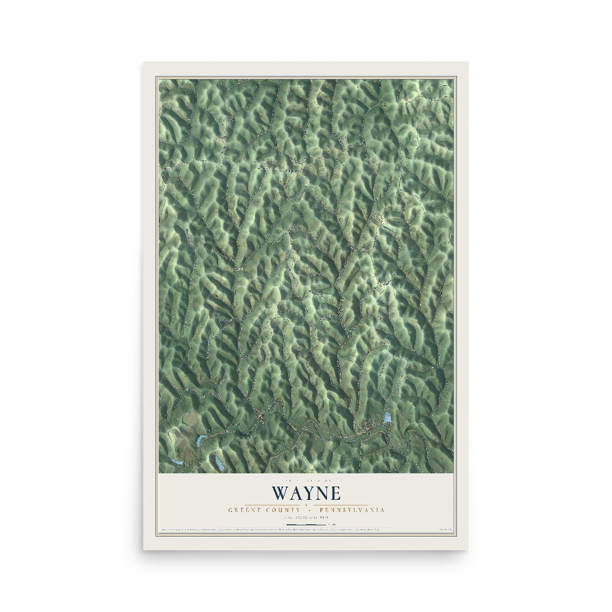 Map of Wayne, Greene County, Pennsylvania, 12 x 18 inch unframed archival matte print