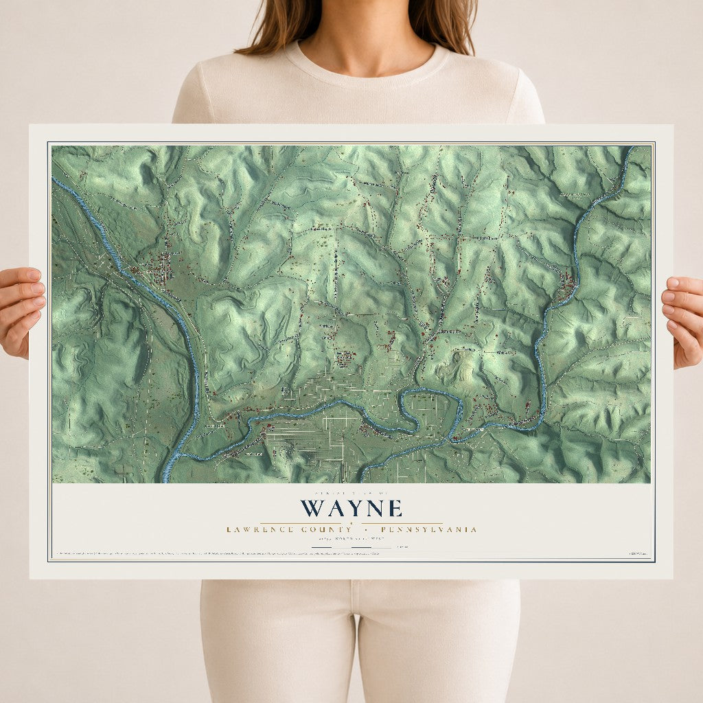 Map of Wayne, Lawrence County, Pennsylvania, 18 x 24 inch unframed archival matte print