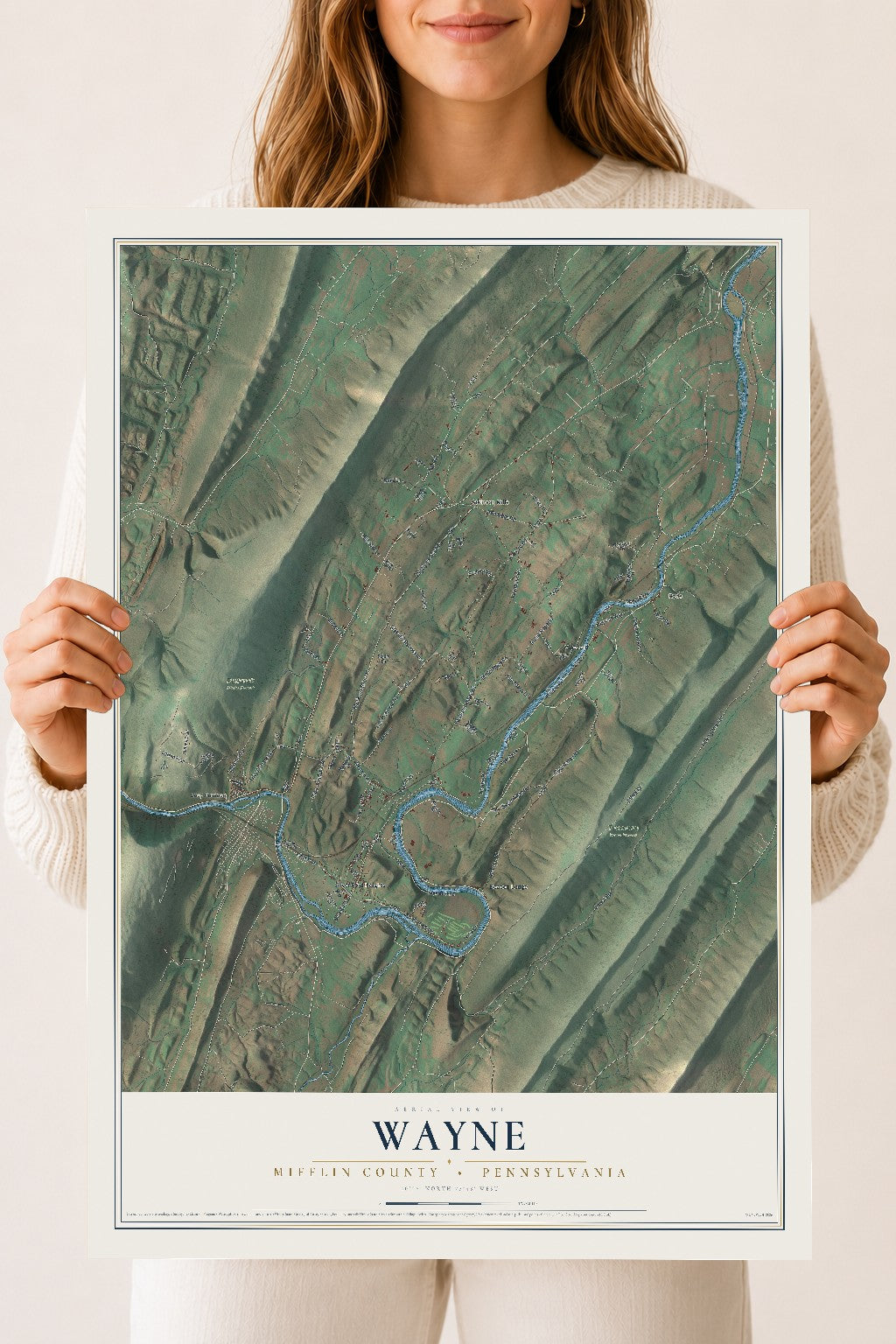 Map of Wayne, Mifflin County, Pennsylvania, 18 x 24 inch unframed archival matte print