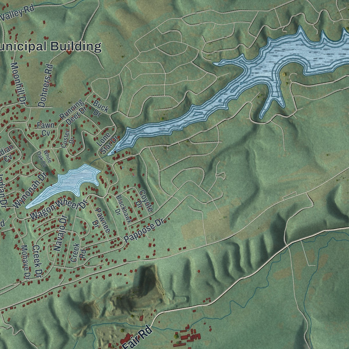 Close-up of the map of Wayne, Schuylkill County, Pennsylvania print showing street and building detail