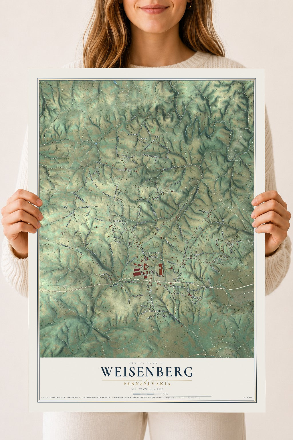 Map of Weisenberg, Pennsylvania, 18 x 24 inch unframed archival matte print