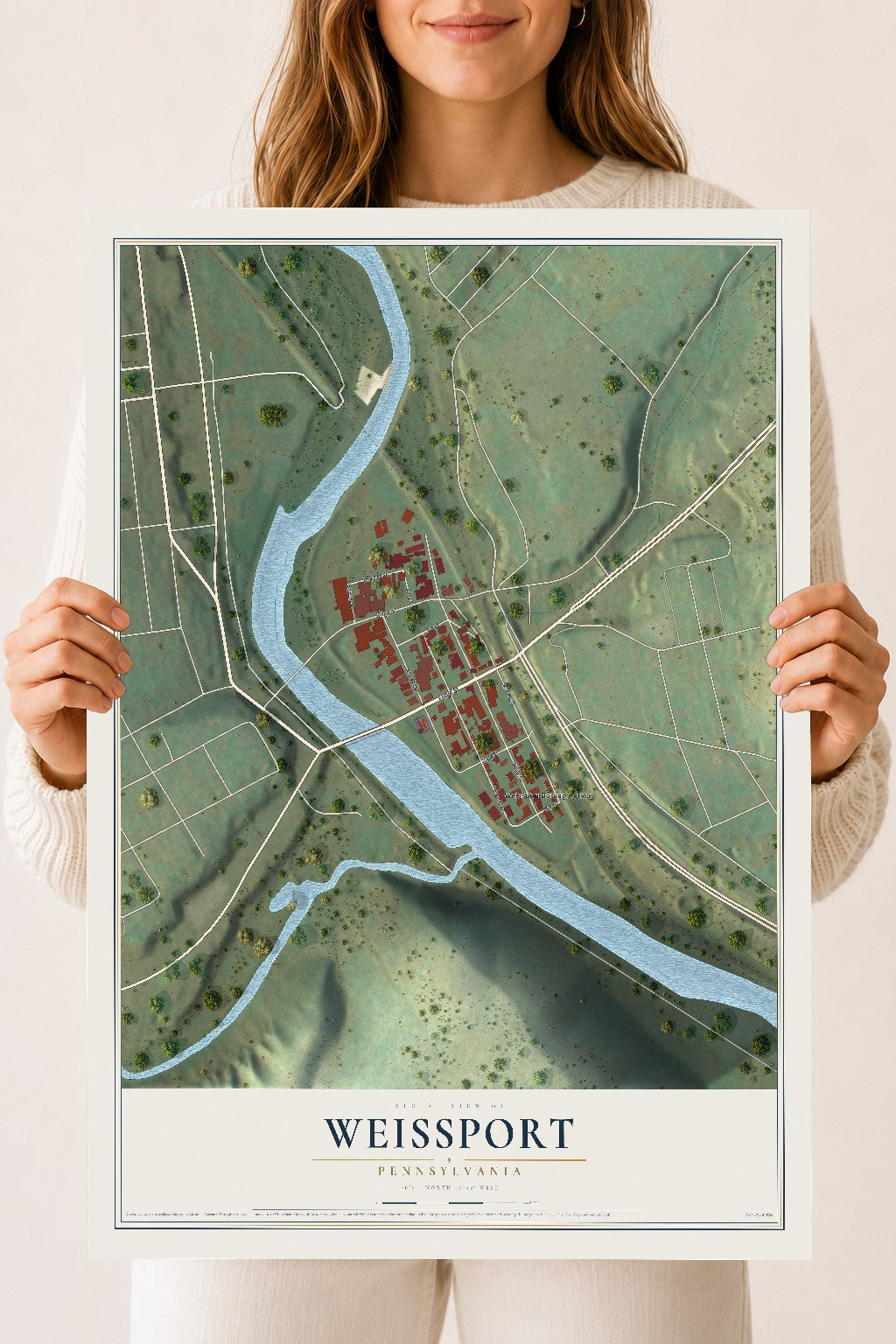 Map of Weissport, Pennsylvania, 18 x 24 inch unframed archival matte print